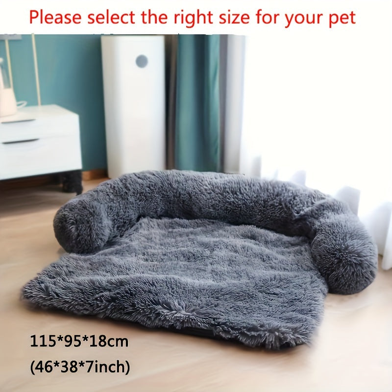NNETM Pet Plush Sofa Bed with Neck Cushion-3