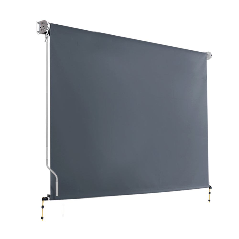 Instahut 3X2.5M Outdoor Blinds Awning Roll Down Canopy Retractable Outdoor Blinds Window Shade Grey-0