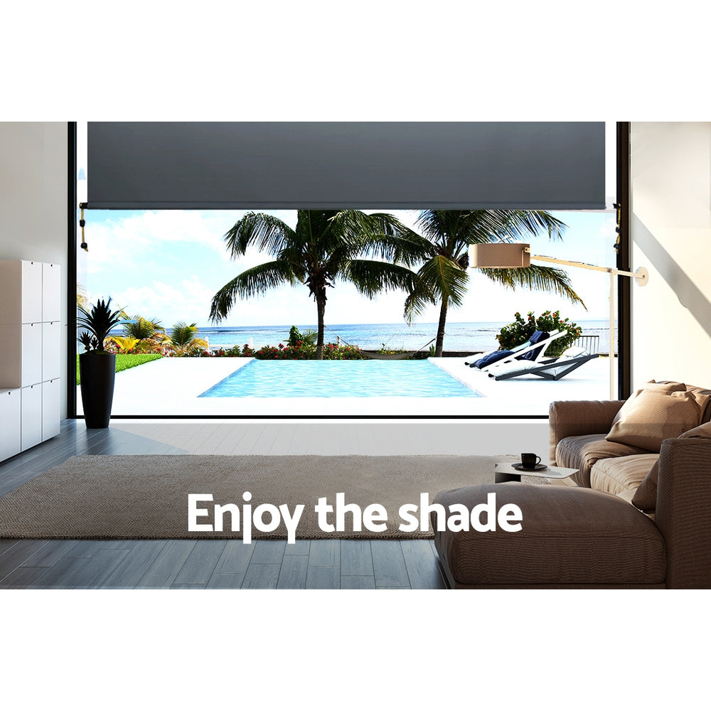 Instahut 3X2.5M Outdoor Blinds Awning Roll Down Canopy Retractable Outdoor Blinds Window Shade Grey-4