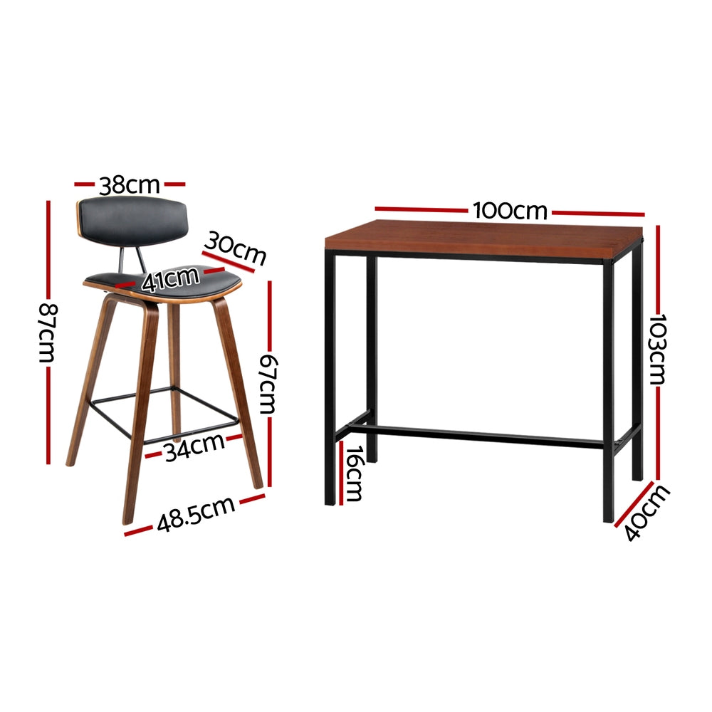 NNEDSZ Artiss Bar Table and Stools Set Dining Desk Kitchen Chairs Cafe Pub