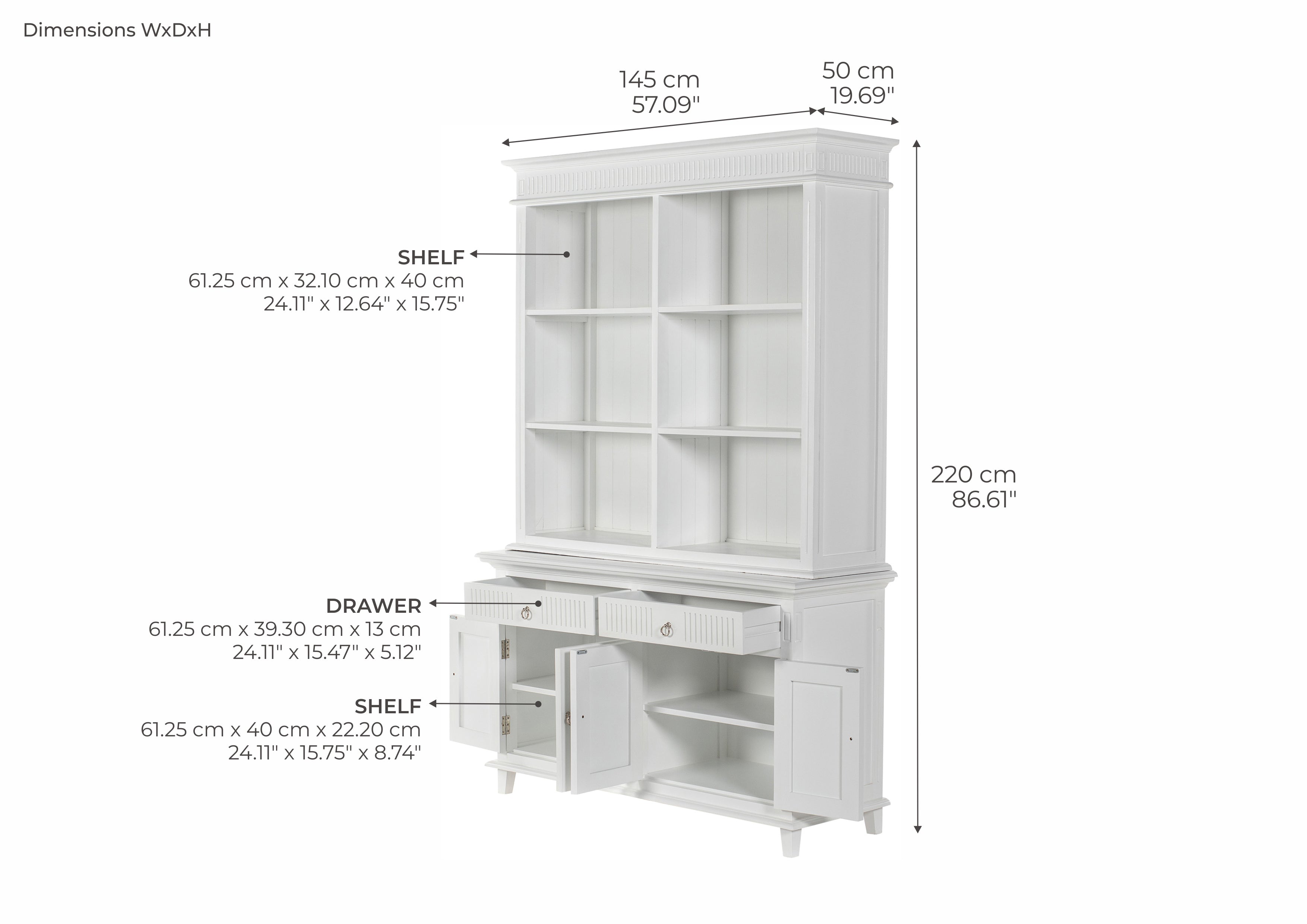 NNENVS Hutch Unit with 6 Shelves