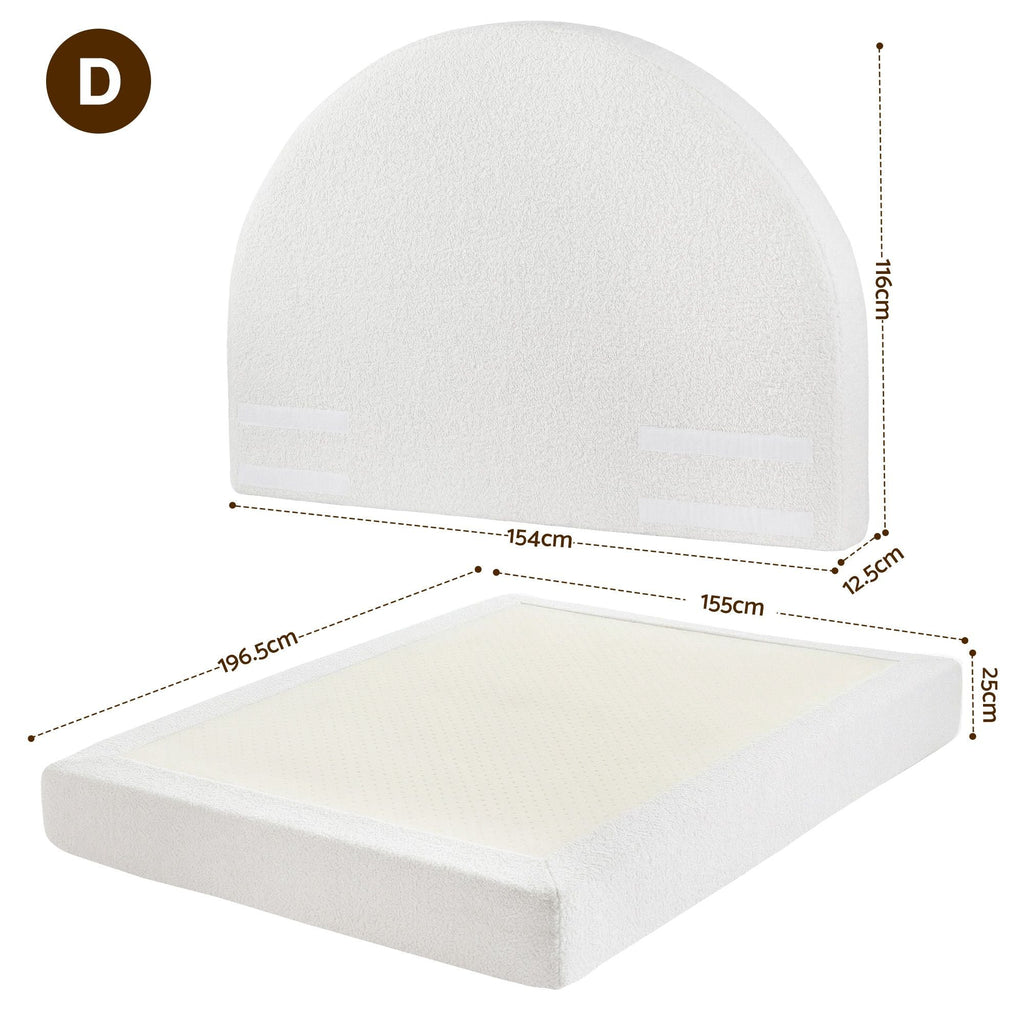 Artiss Double Bed Frame Boucle Fabric Vacuum Compressed Beds Removable Washable Cover No-Assembly-1