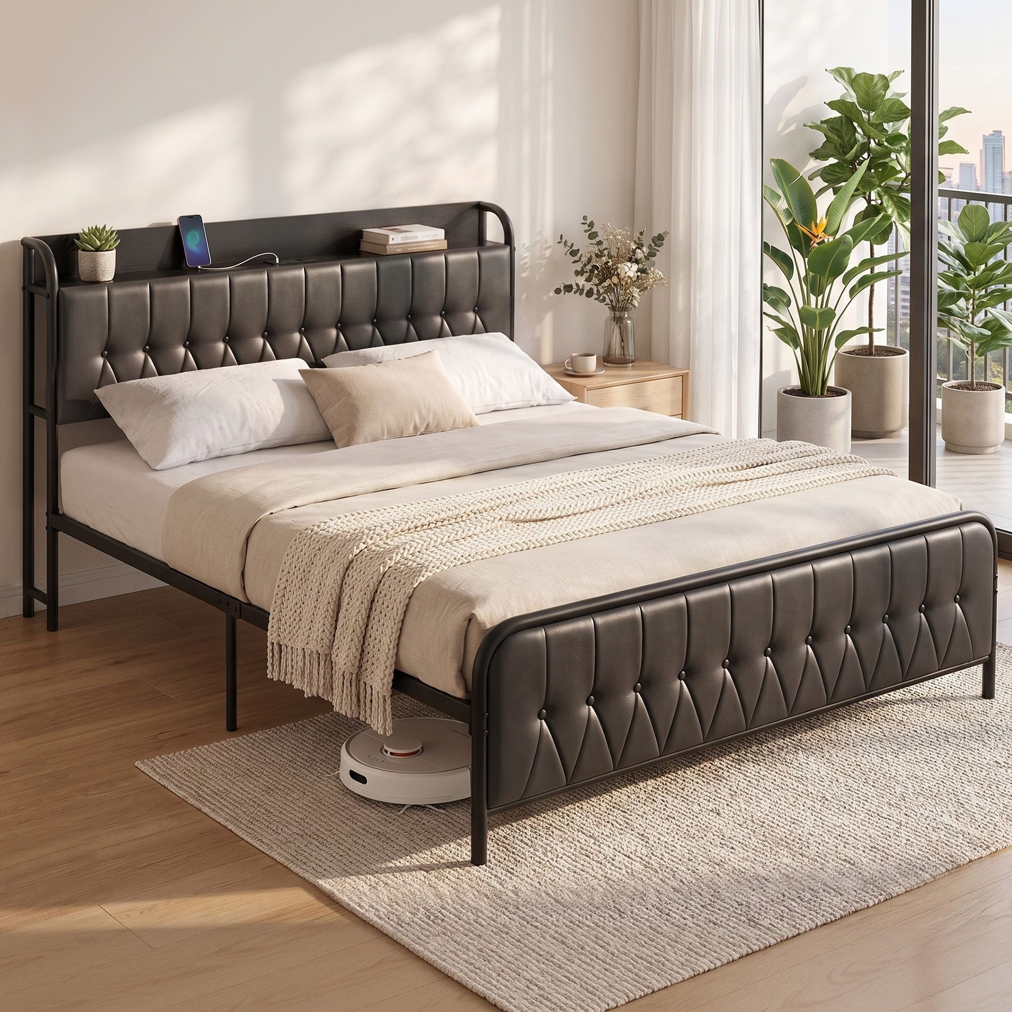 Artiss King Bed Frame with Storage Headboard SAA Certified Charging Station-0