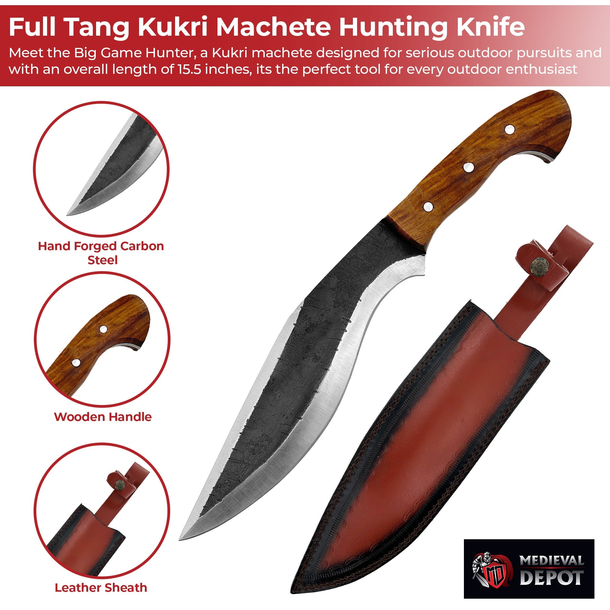 Big Game Hunter Full Tang Outdoor Kukri Machete Hunting Knife-2