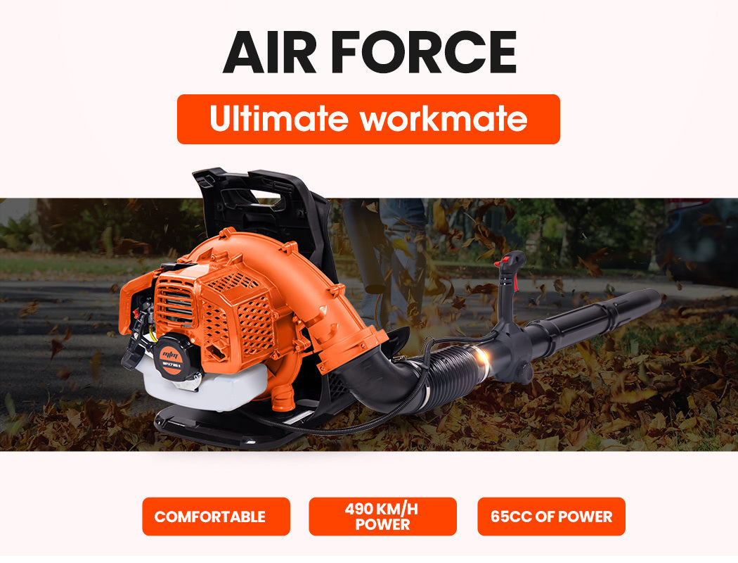 NNEMB 65CC Petrol Backpack Leaf Blower-Commercial 2 Stroke Garden Yard Tool Back