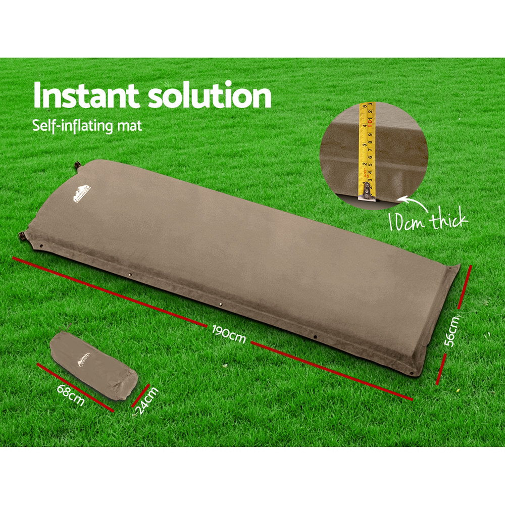 NNEDSZ Single Size Self Inflating Matress Mat Joinable 10CM Thick  Coffee