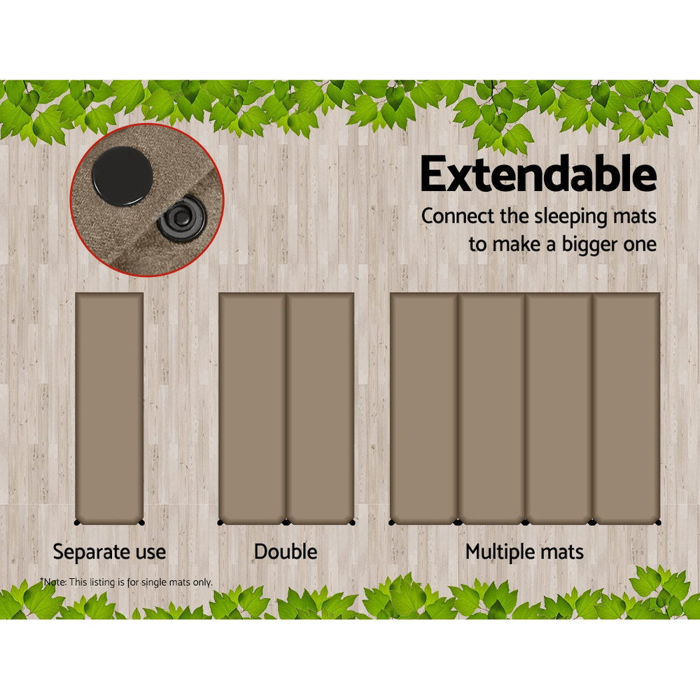 NNEDSZ Single Size Self Inflating Matress Mat Joinable 10CM Thick  Coffee