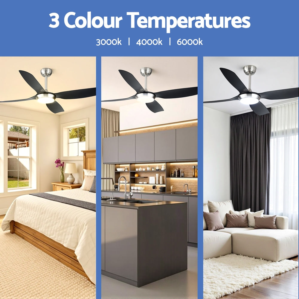 Devanti 52'' Ceiling Fan DC Motor w/Light w/Remote Black-3