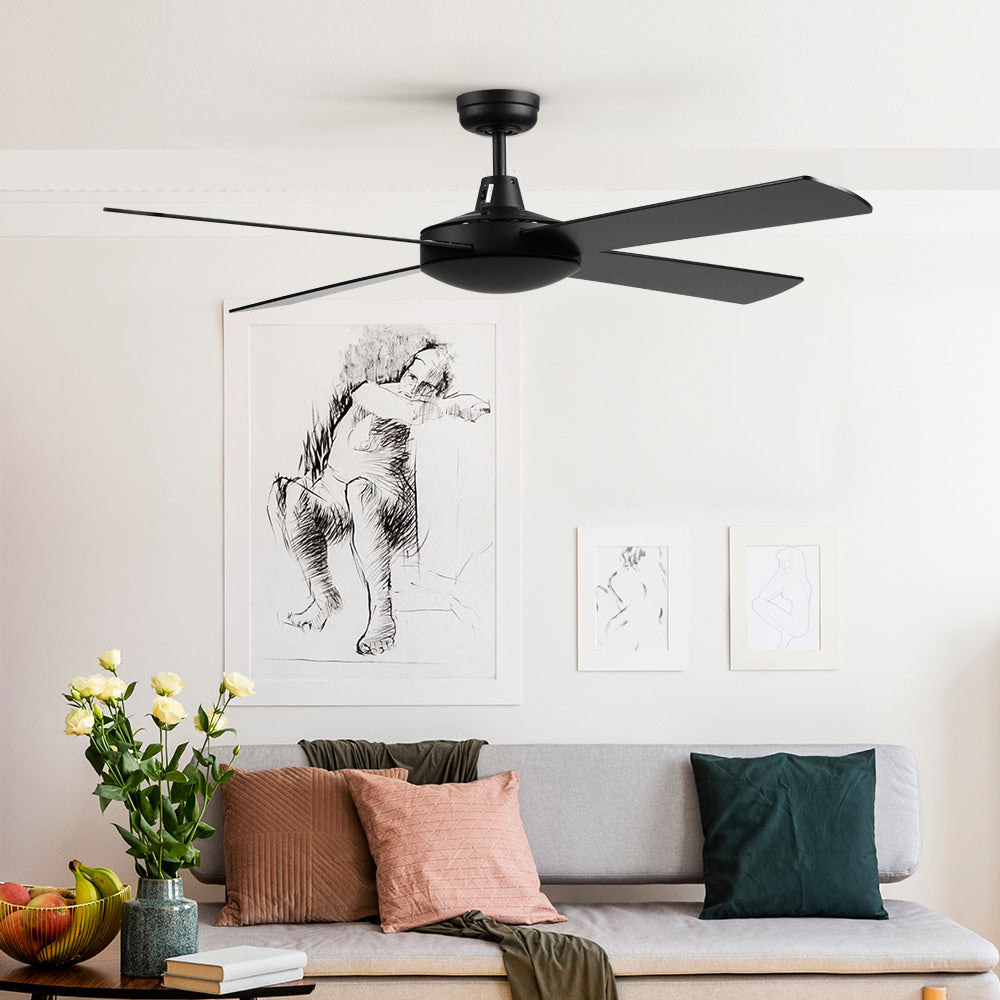 Devanti 52'' Ceiling Fan AC Motor 4 Blades w/Remote - Black-0