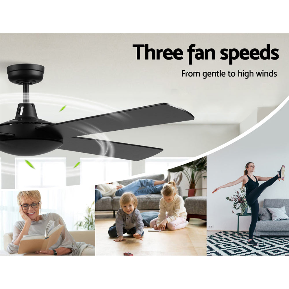Devanti 52'' Ceiling Fan AC Motor 4 Blades w/Remote - Black-2