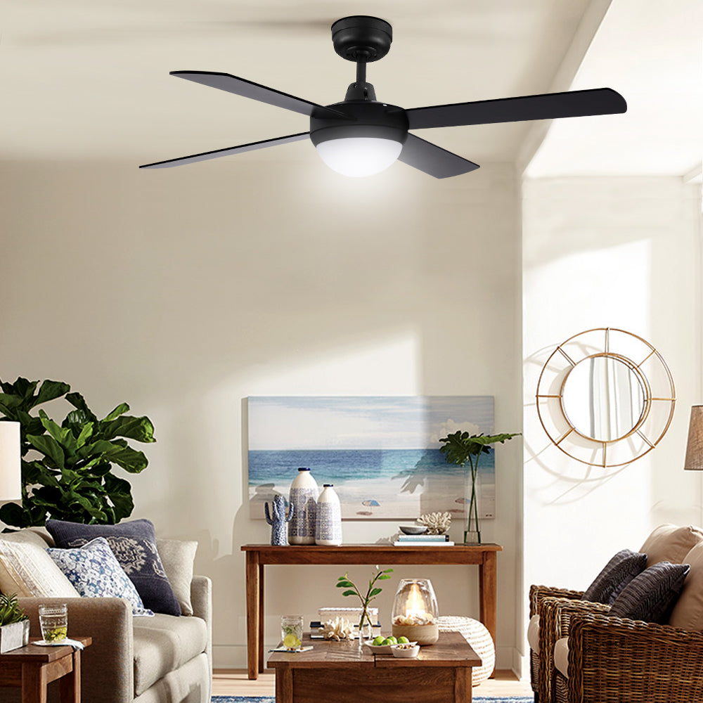 Devanti 52'' Ceiling Fan AC Motor w/Light w/Remote - Black-0