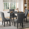 NNEED 110cm Round Dining Table with 4 Dining Chairs Velvet Grey