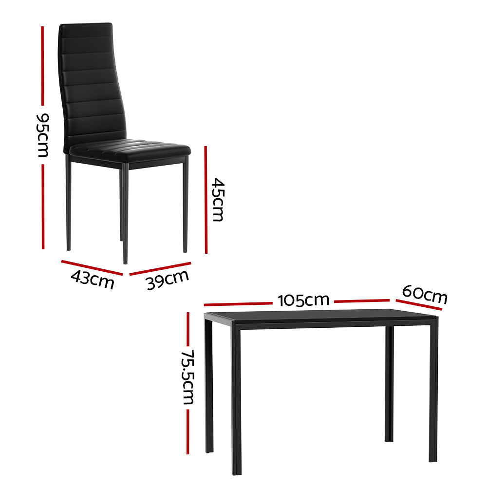 NNEDSZ Artiss Dining Chairs and Table Dining Set 4 Chair Set Of 5 Black