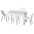 NNEDSZ 1 Artiss Dining Table and 4 Chairs Set White Sherpa