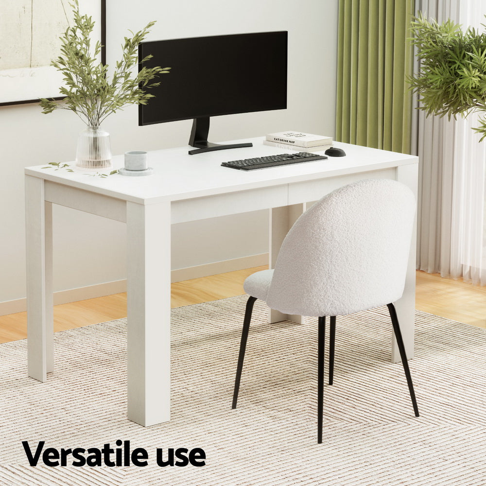 NNEDSZ 1 Artiss Dining Table and 4 Chairs Set White Sherpa