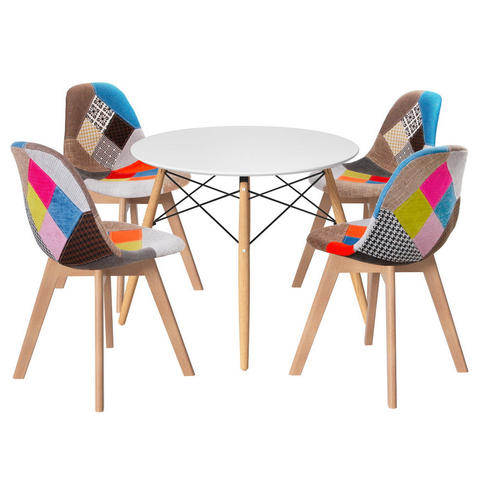NNEDSZ 1 Artiss Dining Table and 4 Chairs Set DSW White