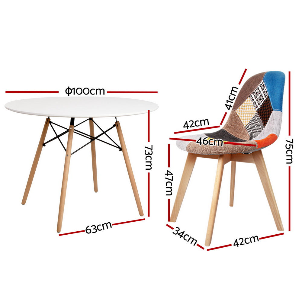 NNEDSZ 1 Artiss Dining Table and 4 Chairs Set DSW White