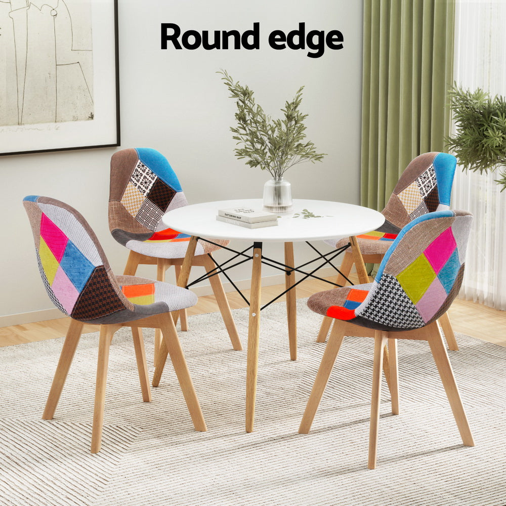 NNEDSZ 1 Artiss Dining Table and 4 Chairs Set DSW White