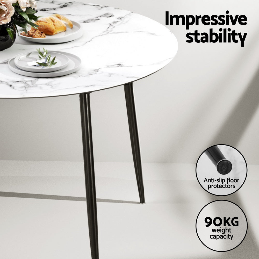 NNEDSZ 1 Artiss Dining Table and 4 Chairs Set Marble Grey