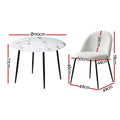 NNEDSZ 1 Artiss Dining Table and 4 Chairs Set Marble White