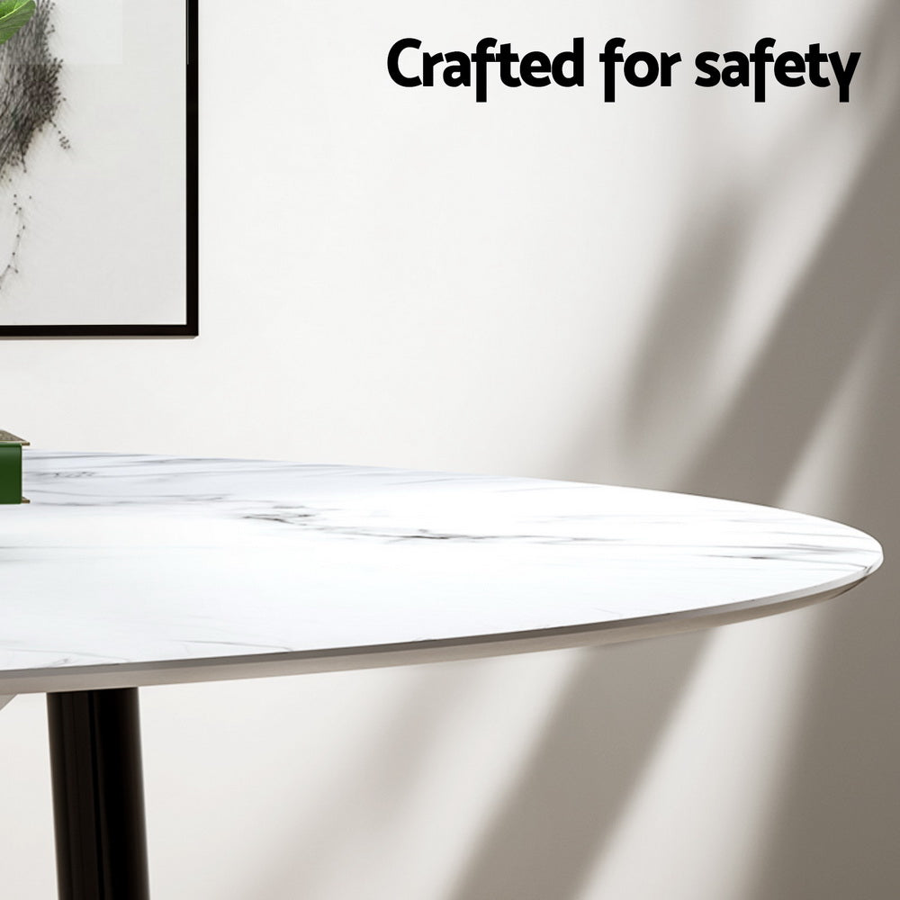 NNEDSZ 1 Artiss Dining Table and 4 Chairs Set Marble White