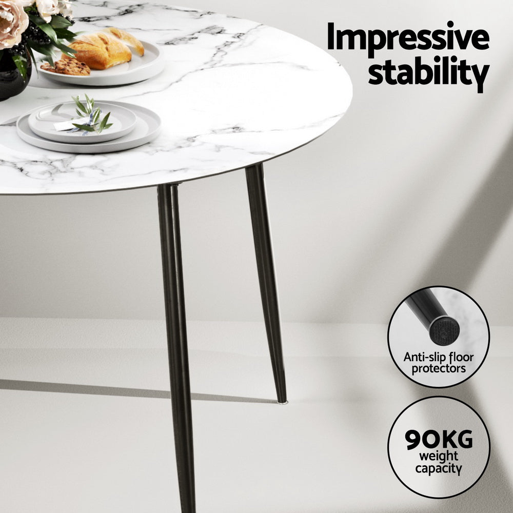 NNEDSZ 1 Artiss Dining Table and 4 Chairs Set Marble White