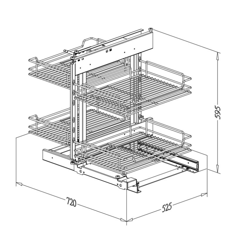 Blind Corner Cabinet Organiser – Chrome Full Access Unit-1