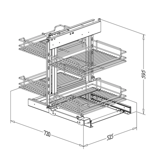 Blind Corner Cabinet Organiser – Chrome Full Access Unit-1