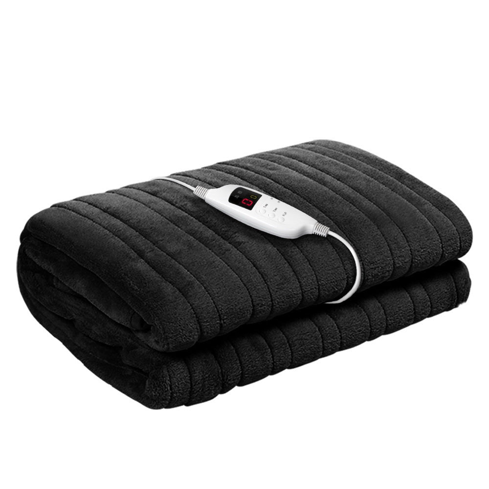 NNEDSZ Bedding Heated Electric Throw Rug Fleece Sunggle Blanket Washable Charcoal