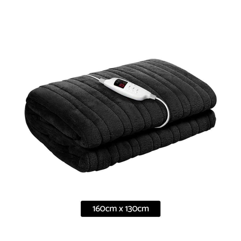 NNEDSZ Bedding Heated Electric Throw Rug Fleece Sunggle Blanket Washable Charcoal
