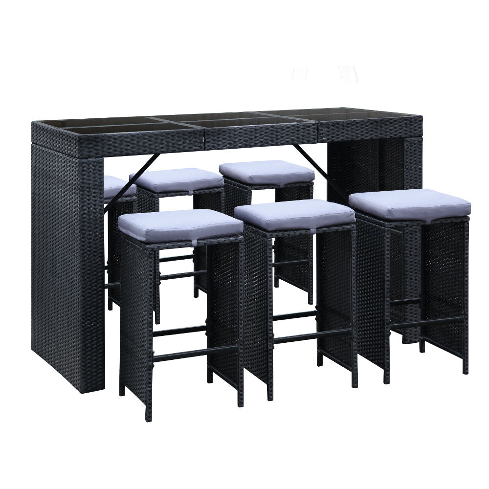 NNEDSZ 7 Piece Outdoor Dining Table Set - Black
