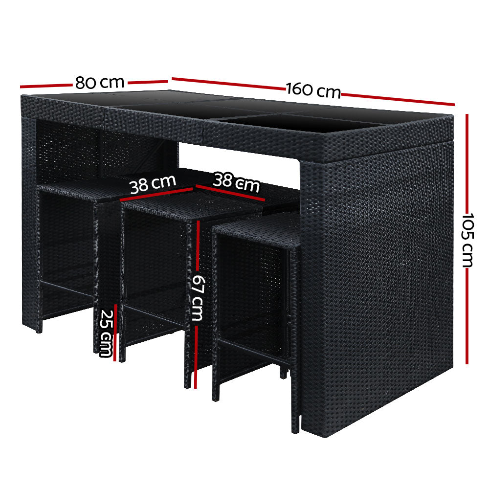NNEDSZ 7 Piece Outdoor Dining Table Set - Black