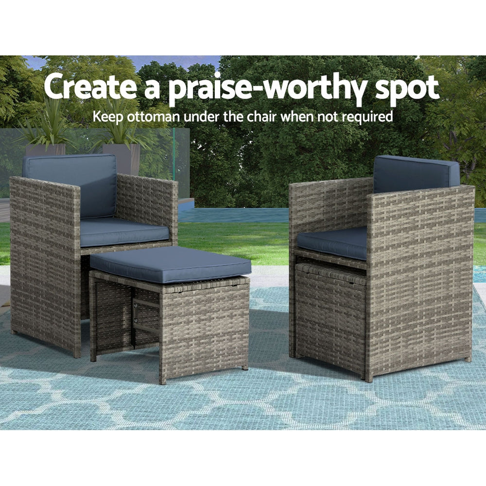 NNEDSZ Gardeon Outdoor Dining Set 11 Piece Wicker Table Chairs Setting Grey