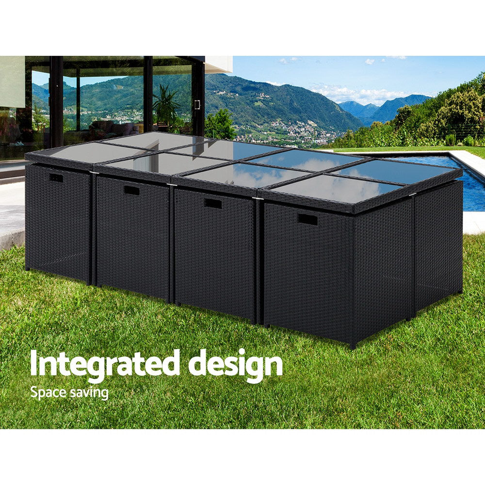NNEDSZ 13 Piece Wicker Outdoor Dining Table Set