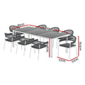NNEDSZ Outdoor Dining Set 9 Piece Steel Table Chairs Setting White