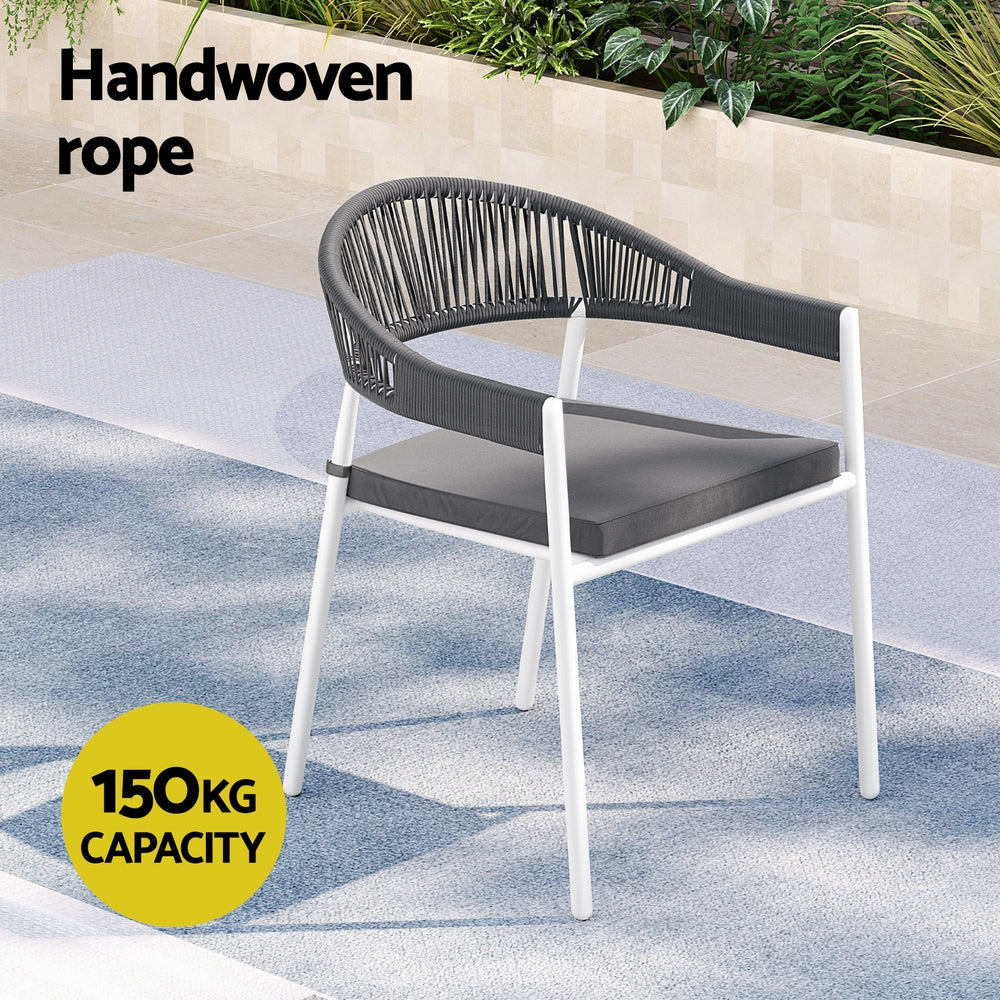 NNEDSZ Outdoor Dining Set 9 Piece Steel Table Chairs Setting White