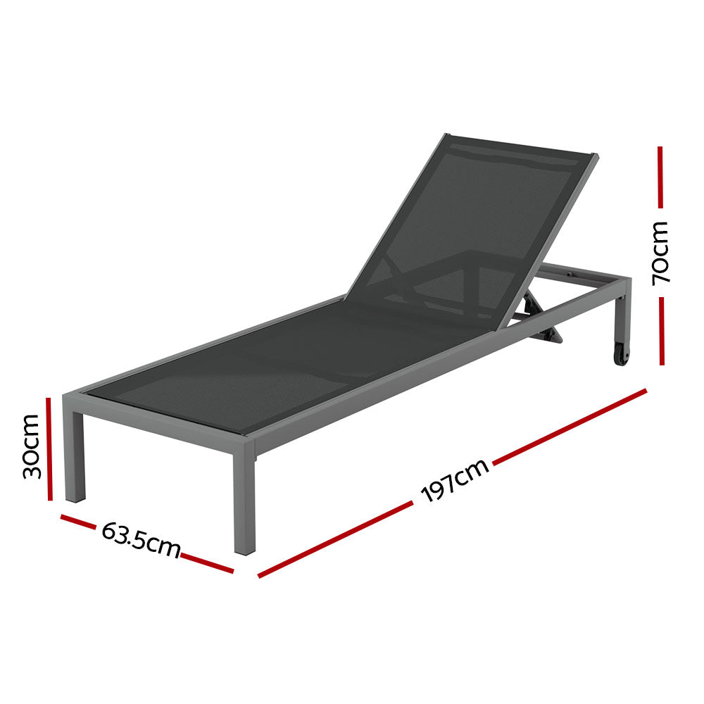 NNEDSZ Sun Lounge Outdoor Lounger Aluminium Folding Beach Chair Wheels Patio
