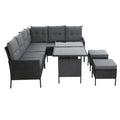 NNEDSZ Outdoor Furniture Patio Set Dining Sofa Table Chair Lounge Wicker Garden Black