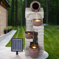 Gardeon Solar Fountain Water Feature  Pot Outdoor Indoor 4-Tier Cascading Brown-0