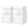 Artiss 2X Bedside Table LED 3 Drawers - COLEY White