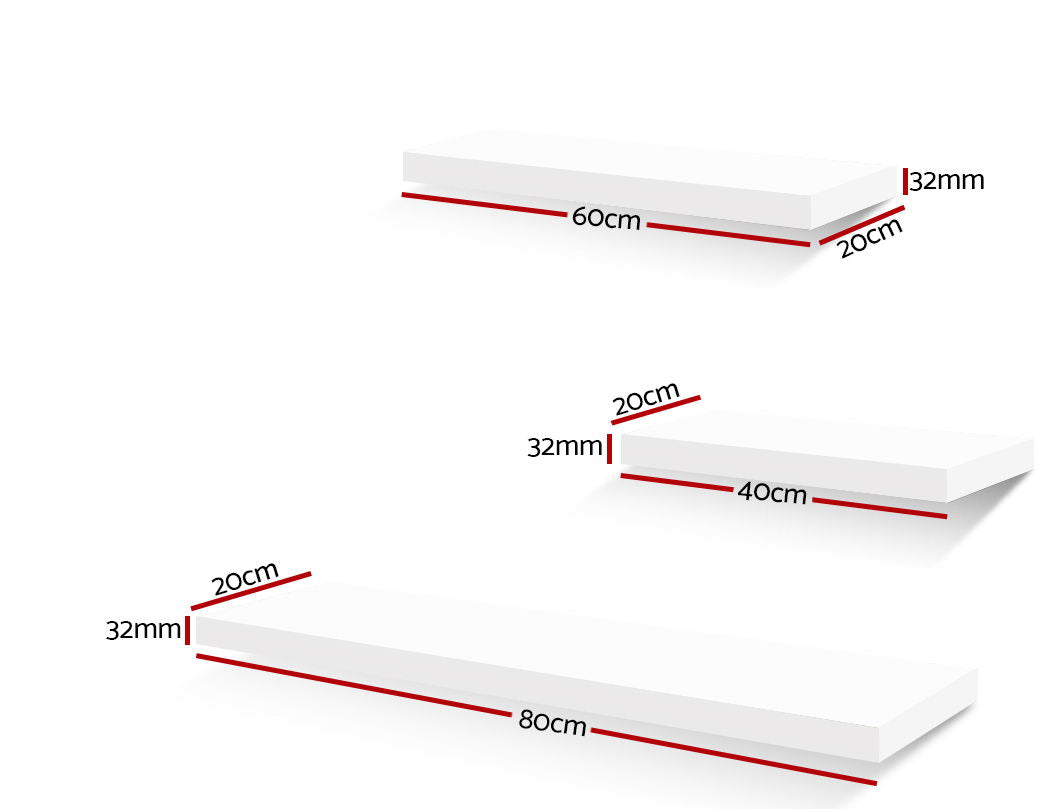 NNEDSZ 3 Piece Floating Wall Shelves - White