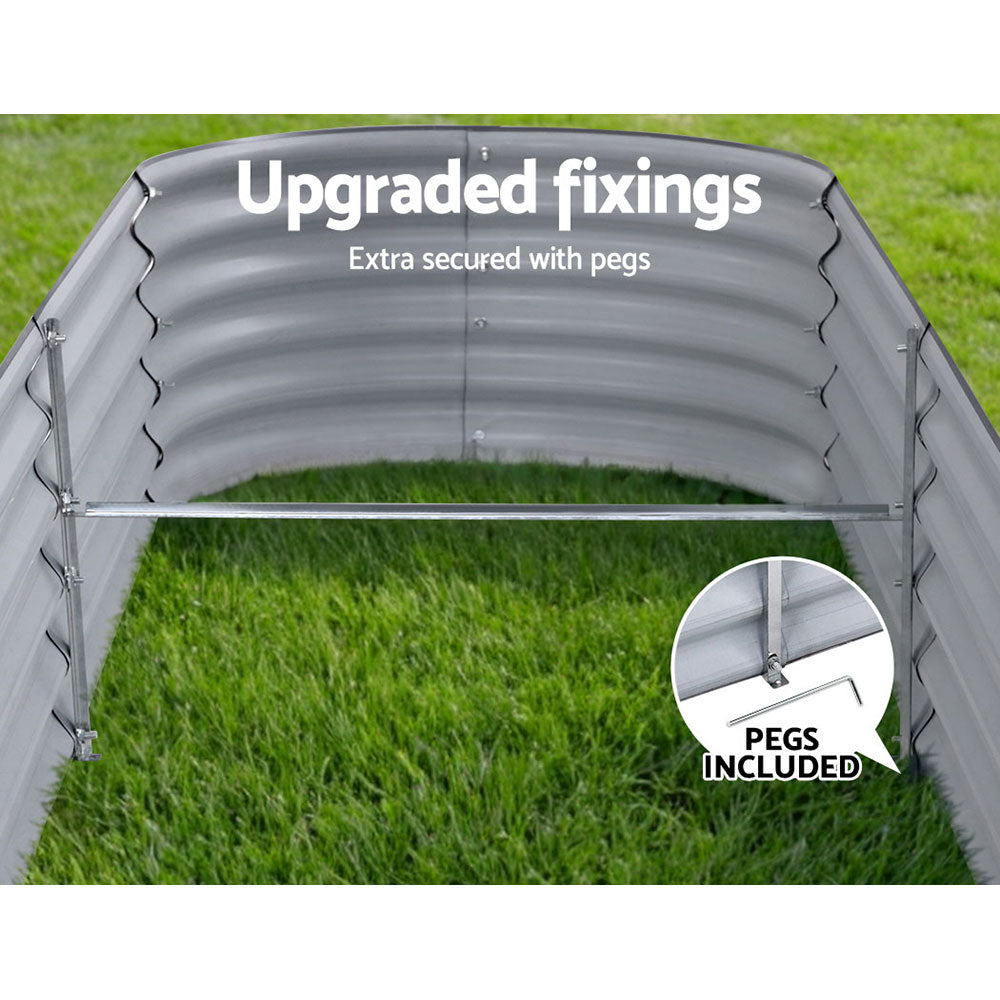 2x Raised Green Fingers Garden Bed 240X80X42cm Oval Planter Box Container Galvanised-1