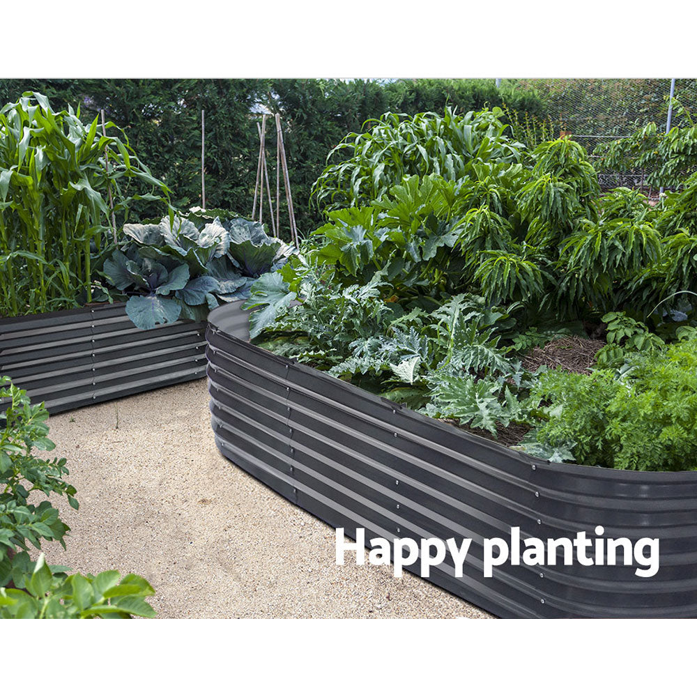 2x Raised Green Fingers Garden Bed 240X80X42cm Oval Planter Box Container Galvanised-2