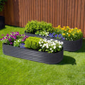 2x Raised Green Fingers Garden Bed 240X80X42cm Oval Planter Box Container Galvanised-0