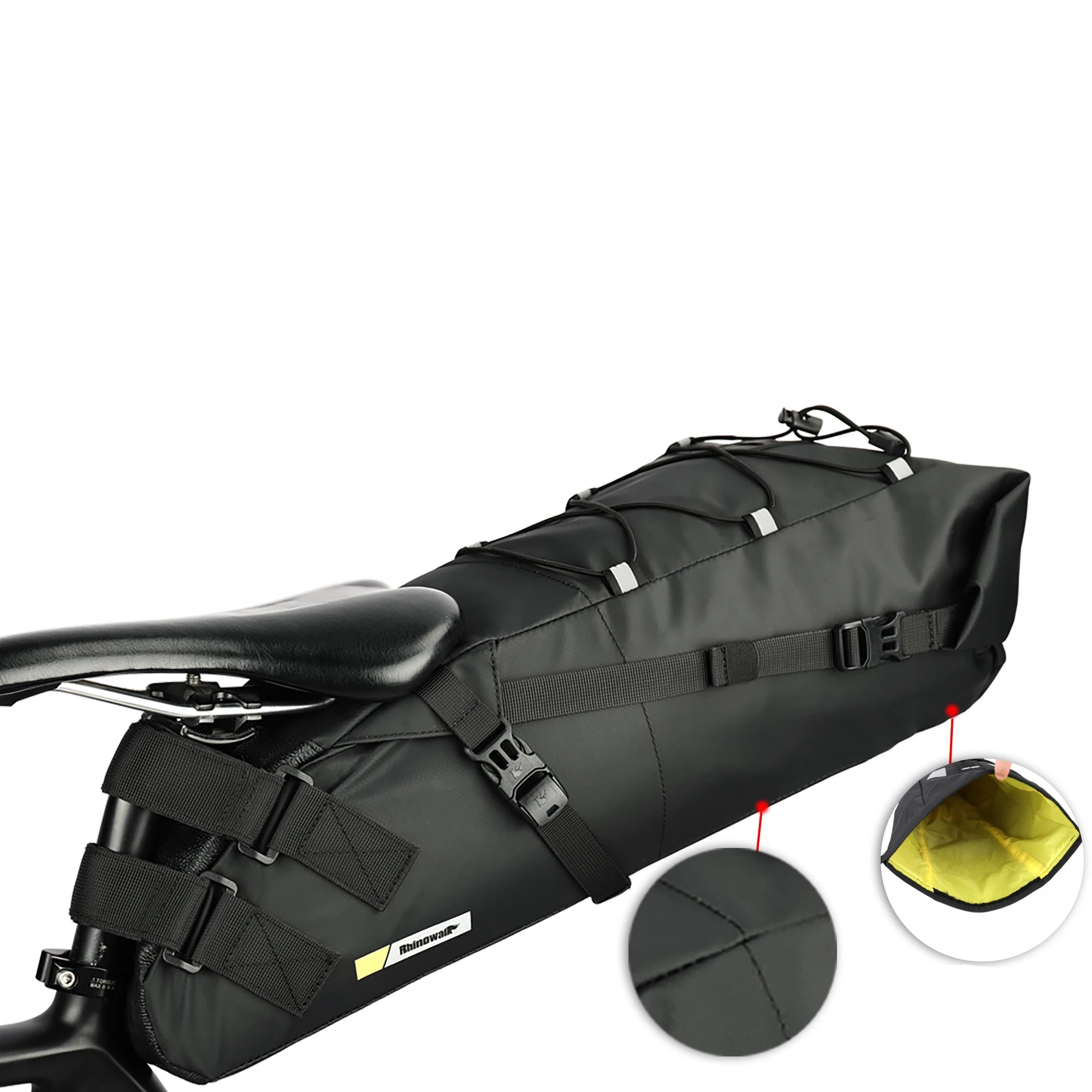 13L Bike Saddlebag with Stabilizer Rack Rainproof Storage Set Black-0