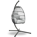 NNEDSZ Outdoor Furniture Egg Hammock Hanging Swing Chair Stand Pod Wicker Grey