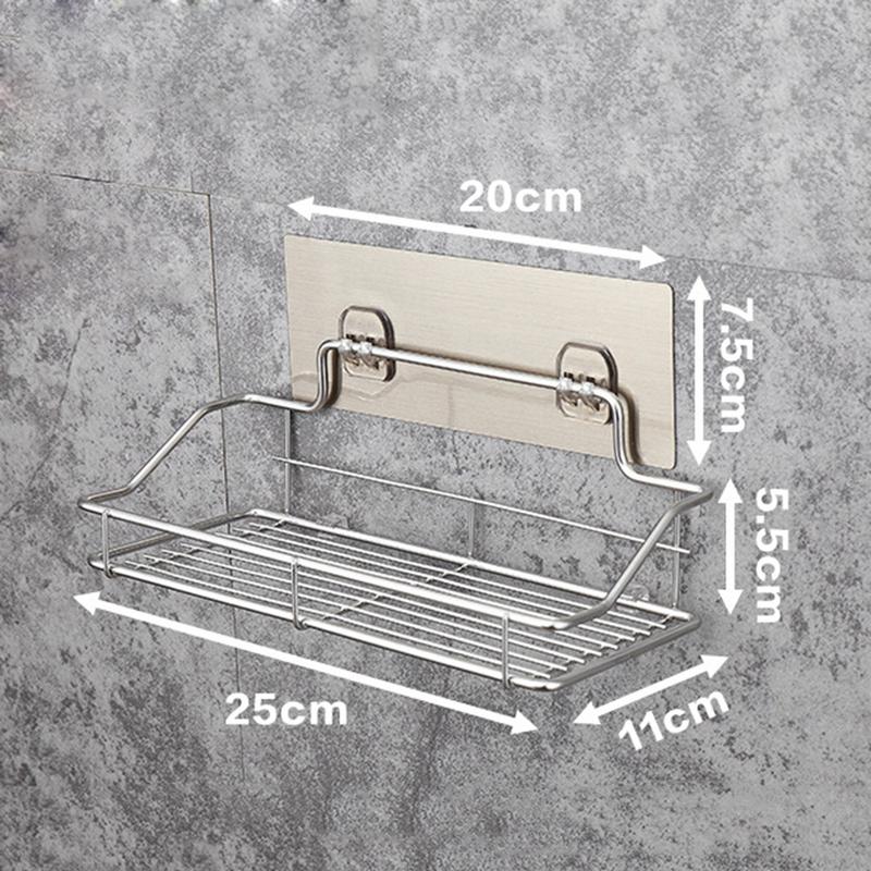 NNEOBA Stainless Steel Bathroom Storage Shelf Punch-Free Kitchen Bathroom Toilet Wall Hanging Storage Rack