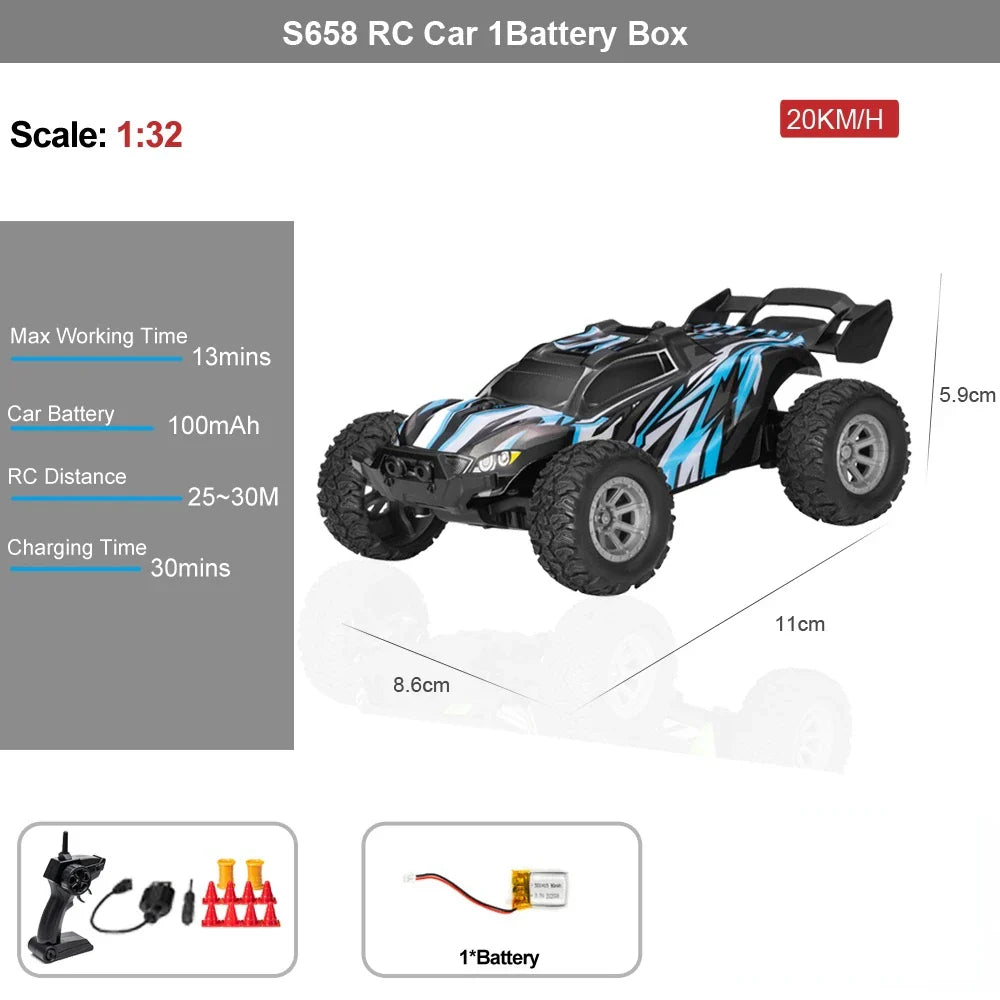 High-Speed 1/32 Drift RC Car with LED Lights - Off-Road Fun