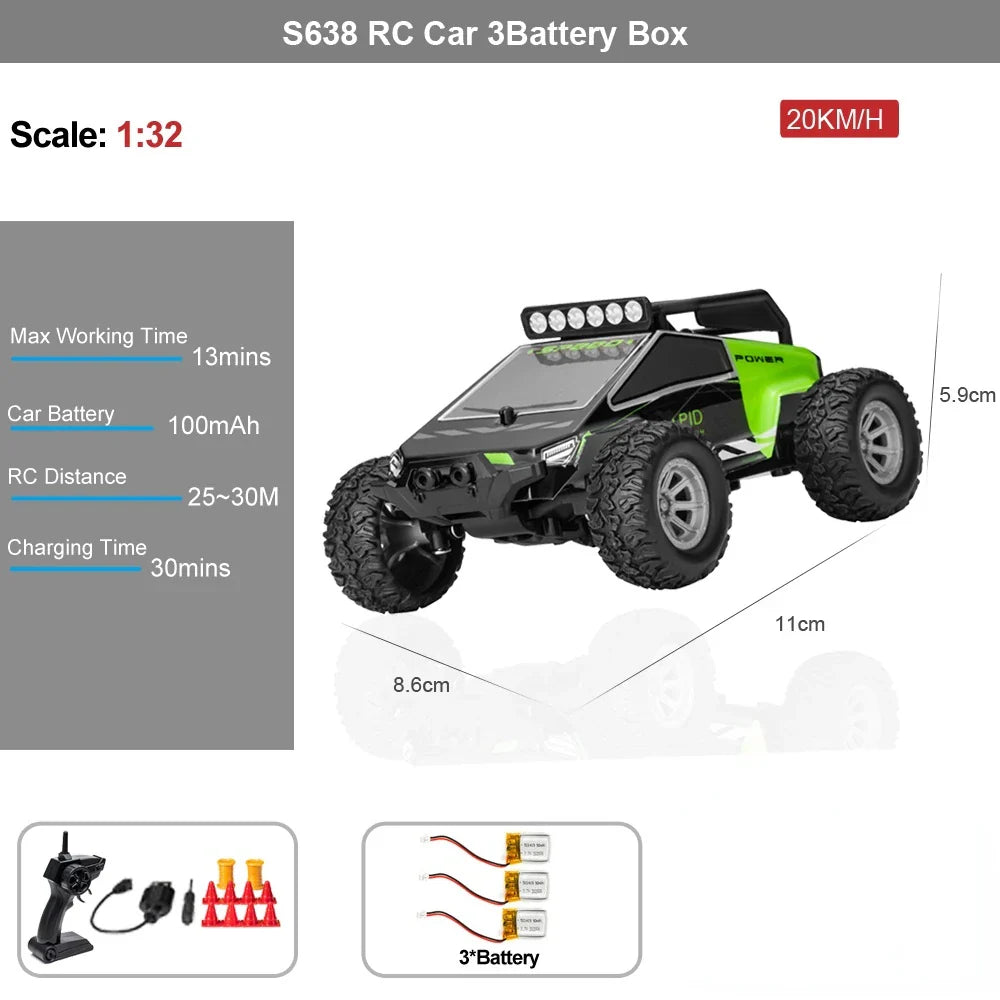 High-Speed 1/32 Drift RC Car with LED Lights - Off-Road Fun