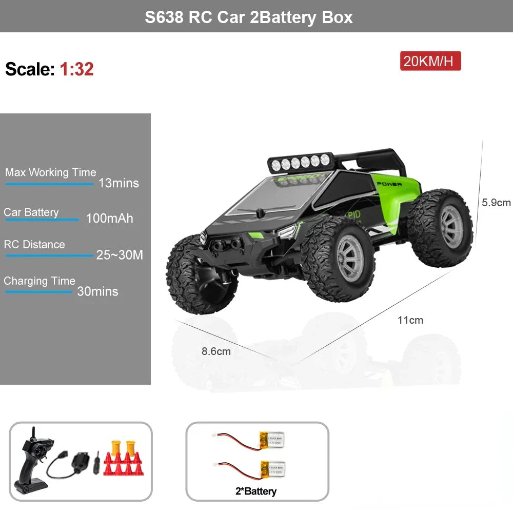 High-Speed 1/32 Drift RC Car with LED Lights - Off-Road Fun